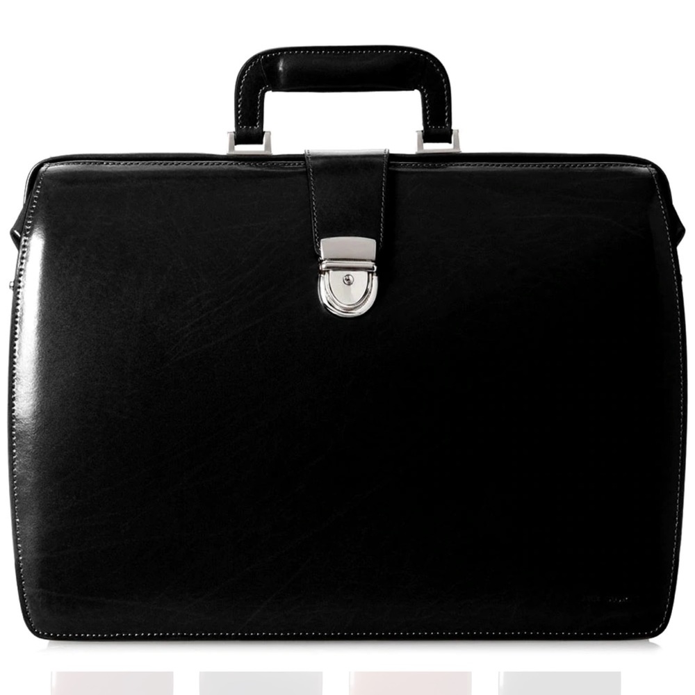 Jack Georges Elements Classic Leather Briefcase - Black (Like New)